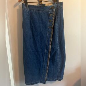 Victoria Leather 100 cotton Jean midi skirt cowgirl vibes vintage 14